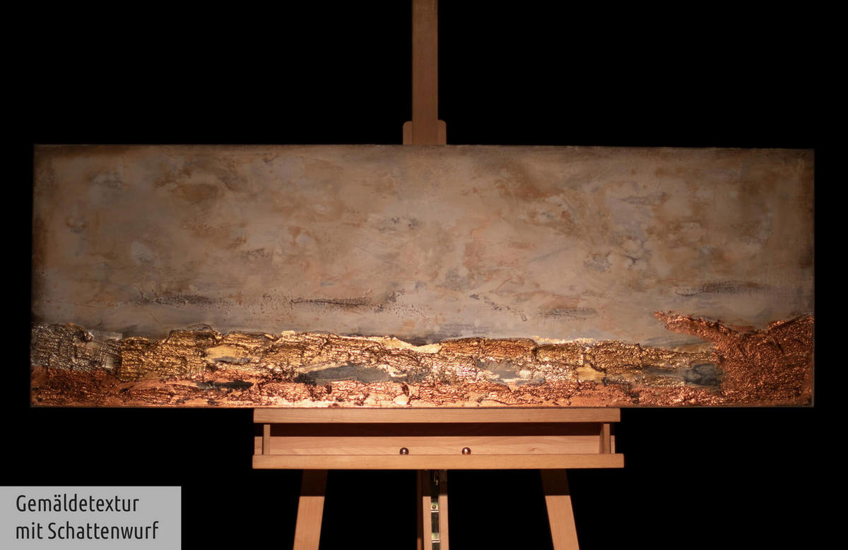 ACRYLBILD HANDGEMALT 120/40 cm - Weiß/Braun, Holz/Textil (1.76/40cm) - KUNSTLOFT