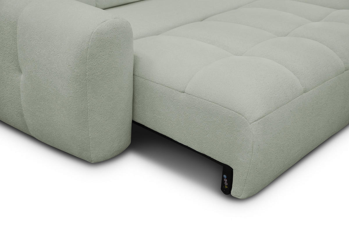 ECKSOFA LUMERO 4-Sitzer RECHTS, hellgrün - Schwarz/Hellgrün, Holz/Textil (275/166cm) - Courtois Laville