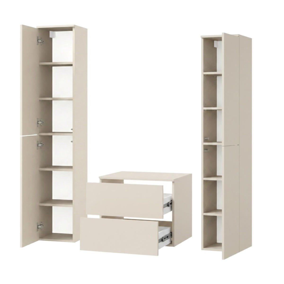 BADMÖBEL-SET Color Macadamia 3-Teilig (2S 60 + 2D 160 X2) - Beige, Holzwerkstoff (140/160/45cm) - mzm24