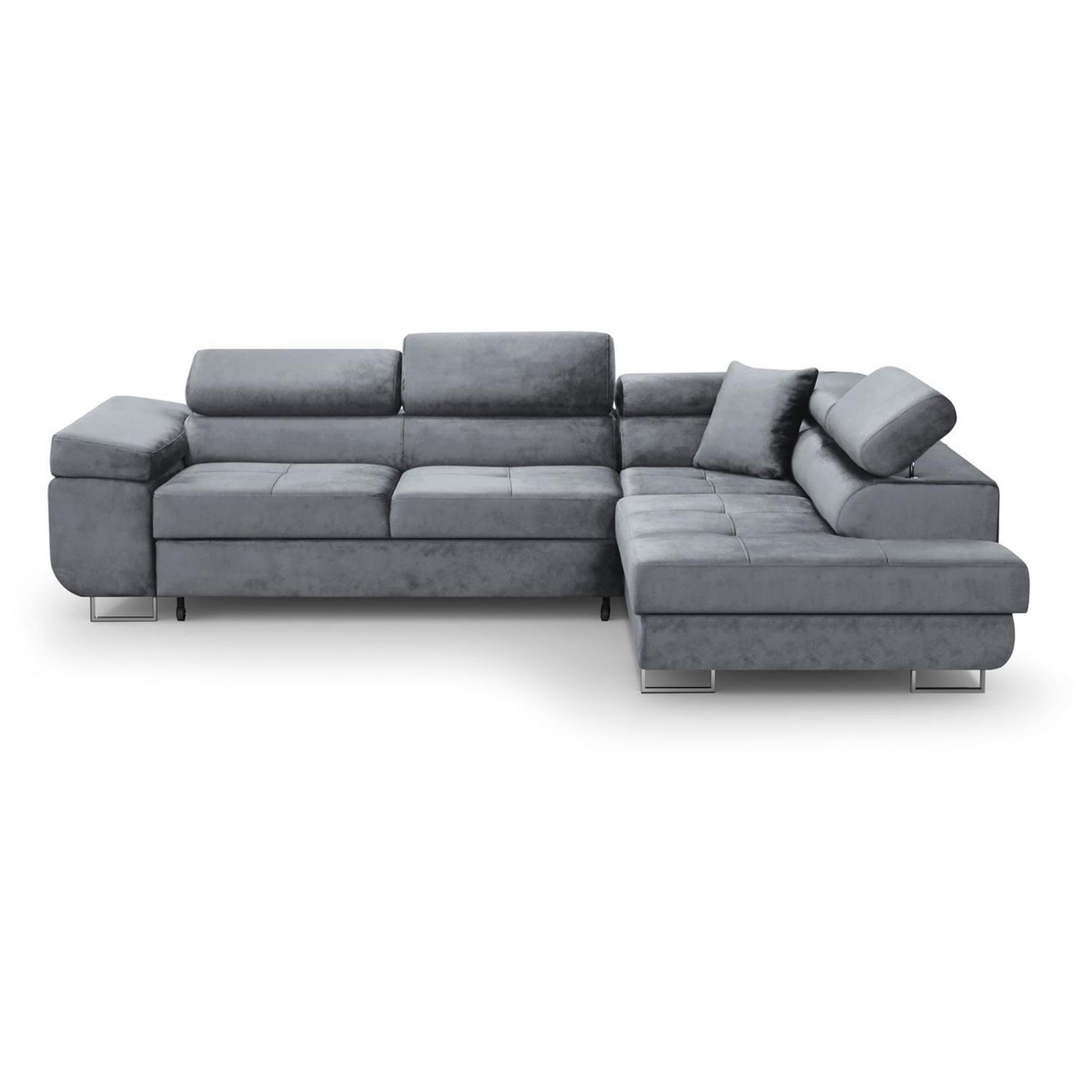 ECKSCHLAFSOFA Vild verstellbaren Kopfstützen, Hellgrau, rechts - Chromfarben/Hellgrau, Textil (275/203cm) - Beautysofa