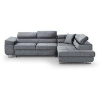 ECKSCHLAFSOFA Vild verstellbaren Kopfstützen, Hellgrau, rechts - Chromfarben/Hellgrau, Textil (275/203cm) - Beautysofa