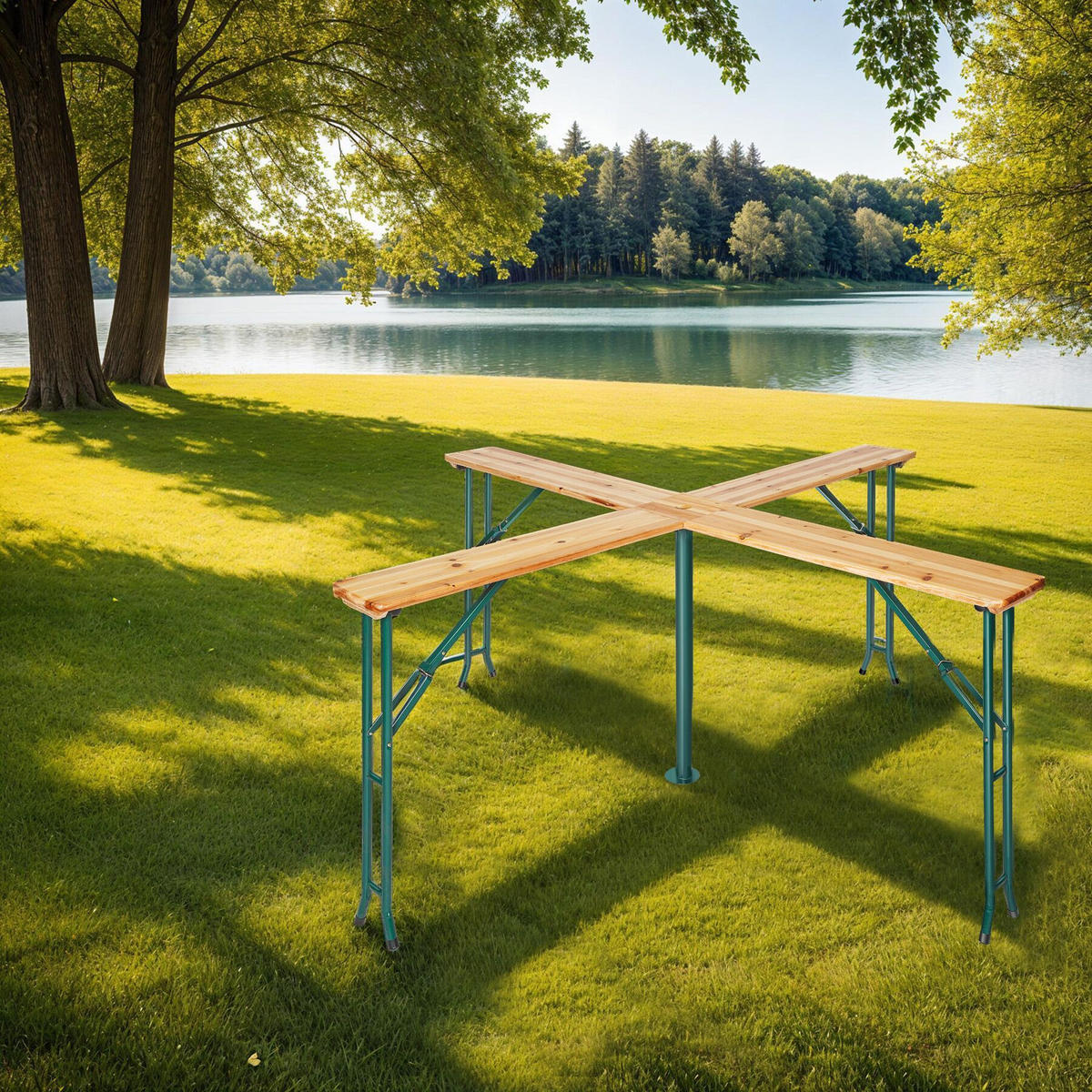 STEHTISCH Quattro,241 x 241 x 103 cm,braun - Braun, Holz - tectake