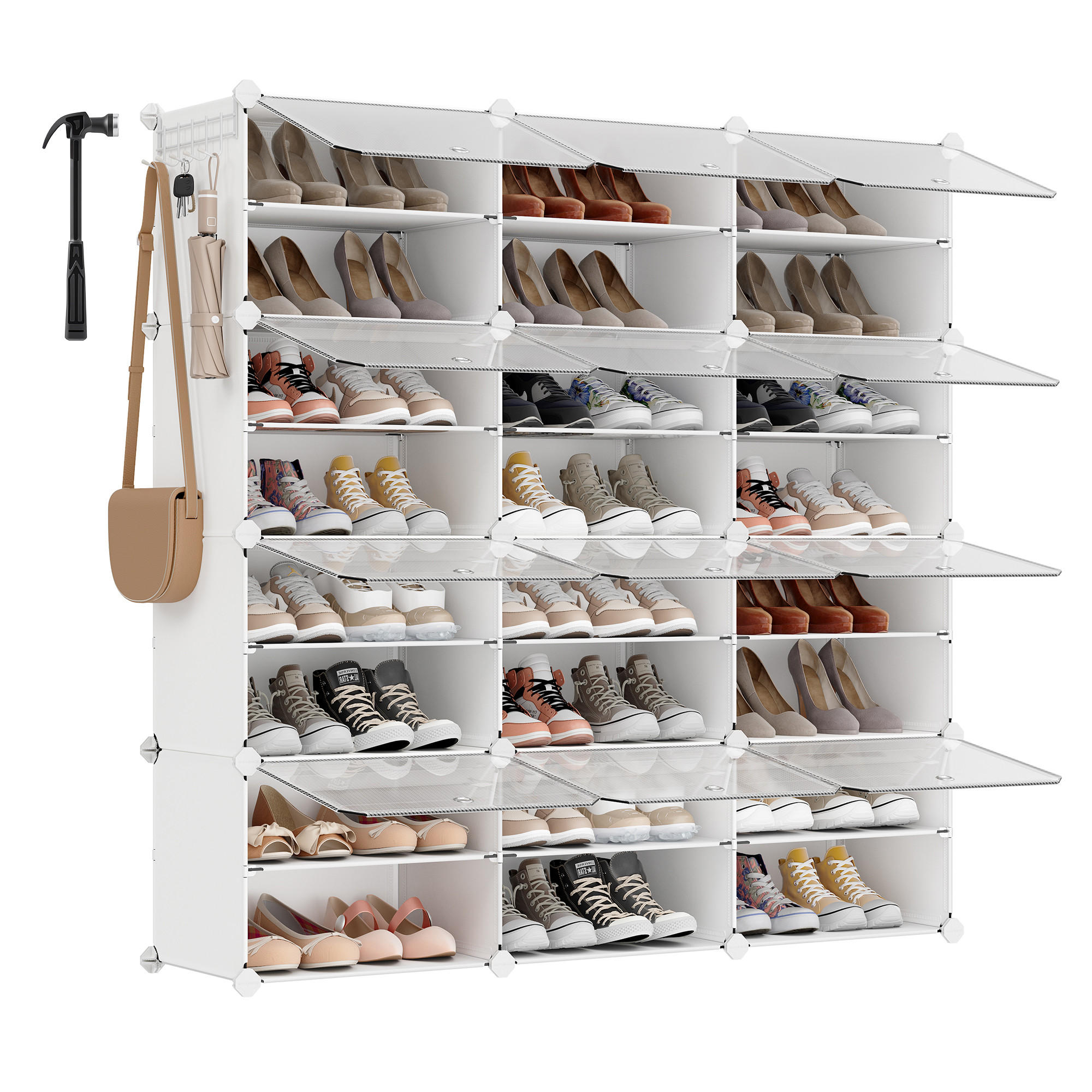 SCHUHREGAL Damion (12er Set) - Weiß, Kunststoff (32/125/125cm) - SONGMICS