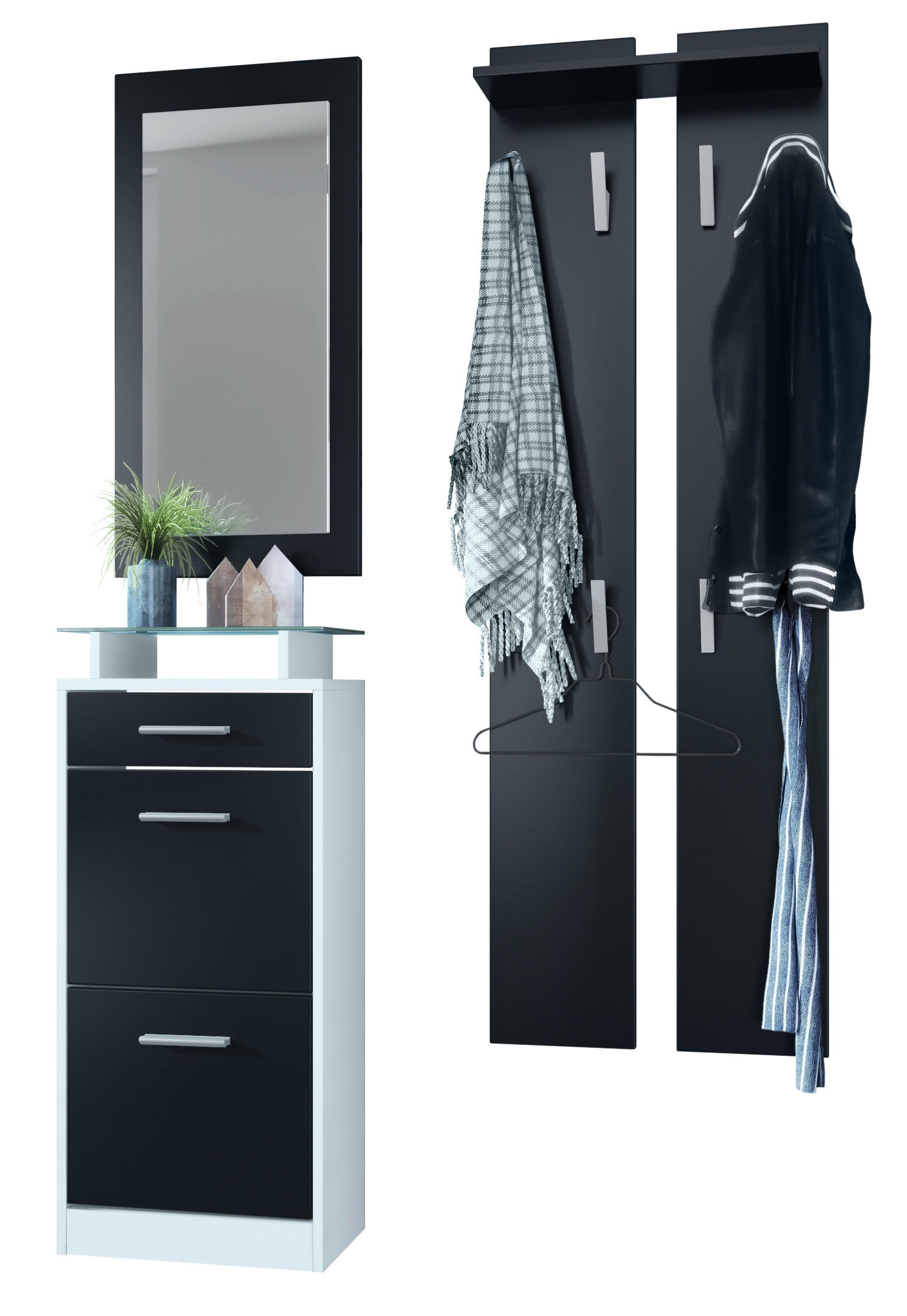 Vladon Garderobe Schwarz 140x200x23 cm