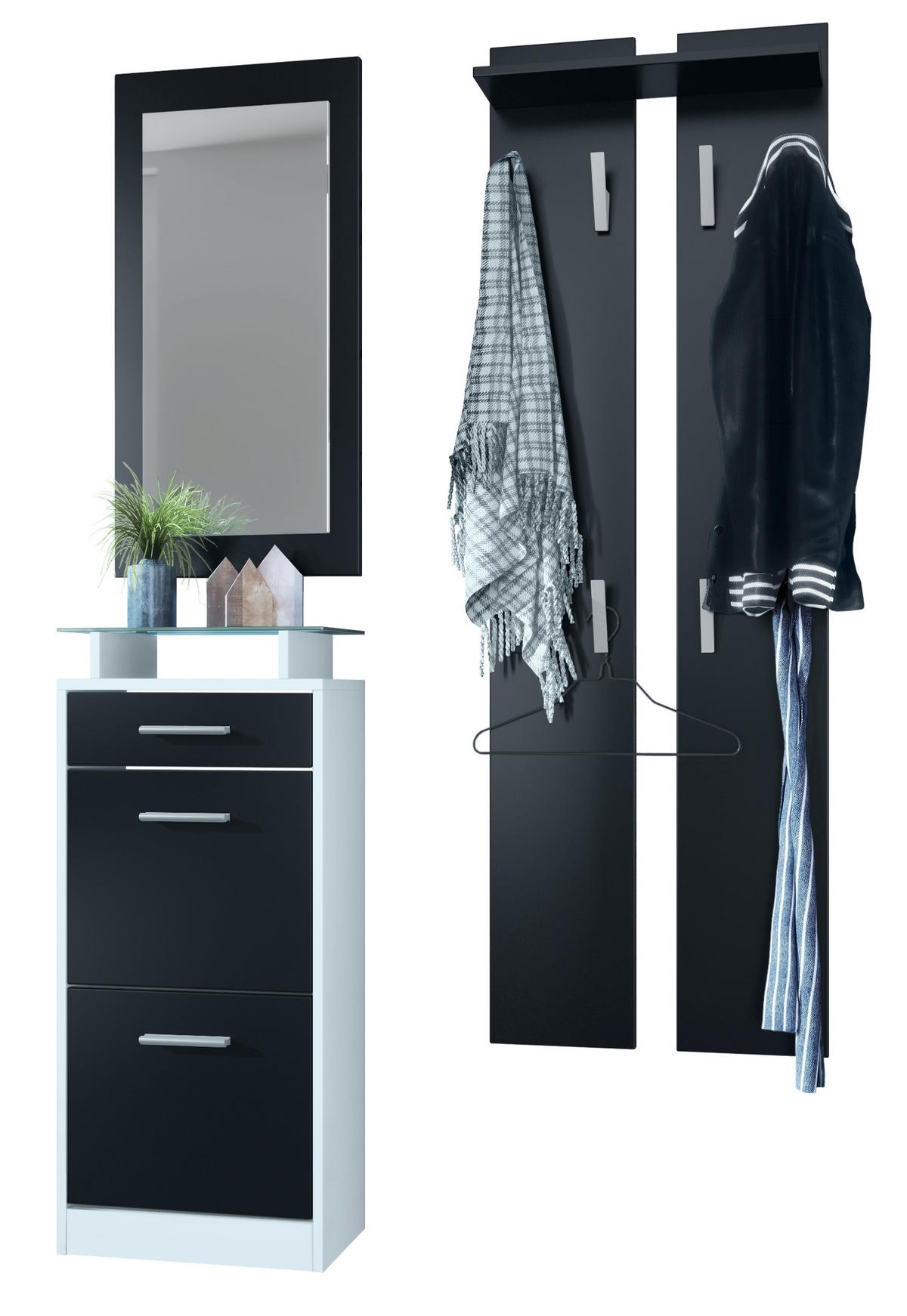 GARDEROBE Loret Front in Schwarz matt - Schwarz, Holzwerkstoff (140/200/23cm) - Vladon
