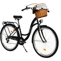 CITY-FAHRRAD Milord mit Weidenkorb, 28 Zoll, Schwarz, 7-Gang - Schwarz, Metall (46cm) - Milordbikes