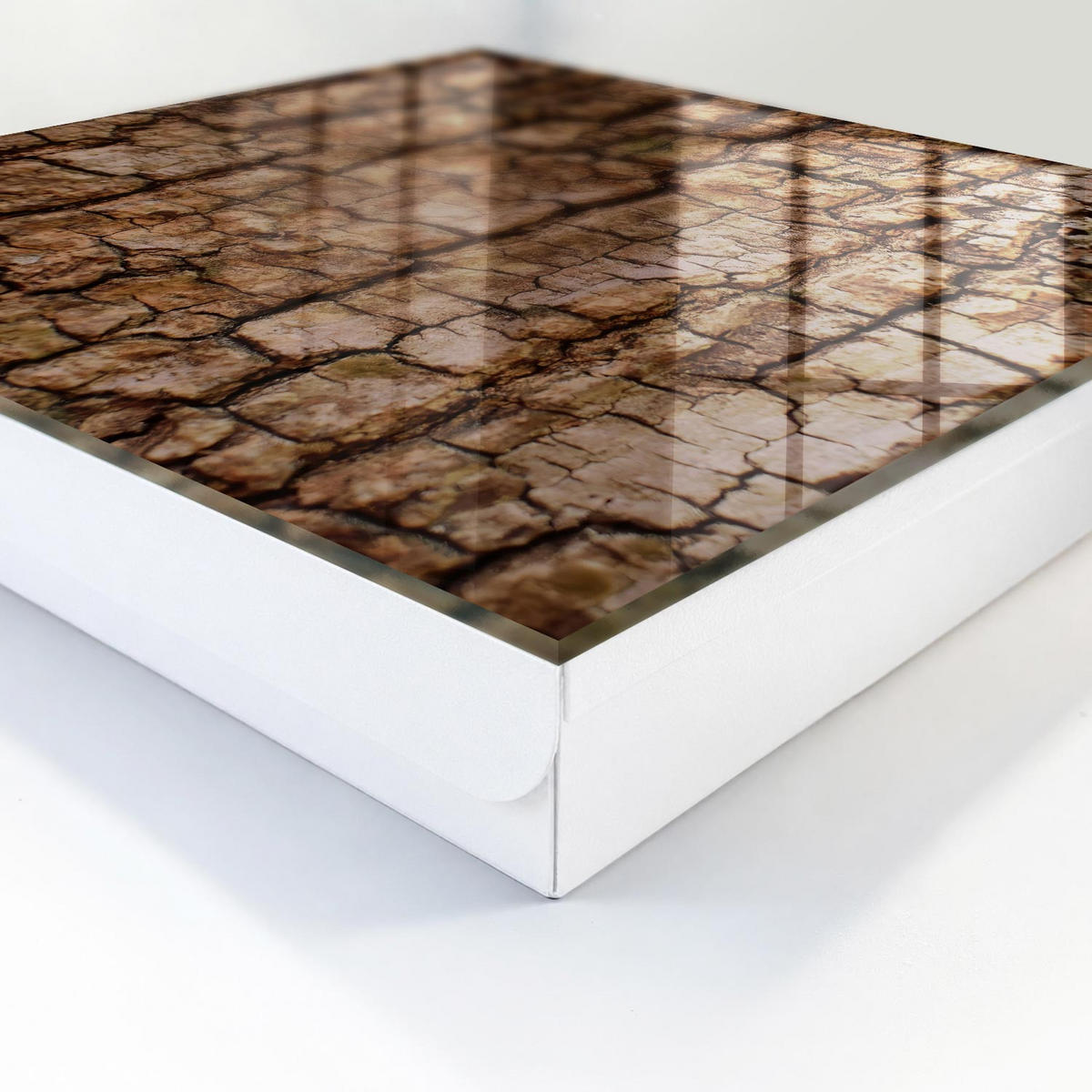 SCHLÜSSELBOX Weiß 30x30 cm – Türöffnung nach rechts - Baumrinde - Braun, Metall (30/30/5cm) - TULUP