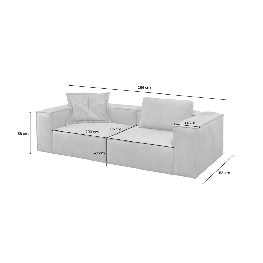 Thumbnail - Kawola Sofa, Olivgrün, Leder, Echtholz, 3-Sitzer, Füllung: Komfortschaum, 266x68x118 cm, Wohnzimmer, Sofas & Couches, So...