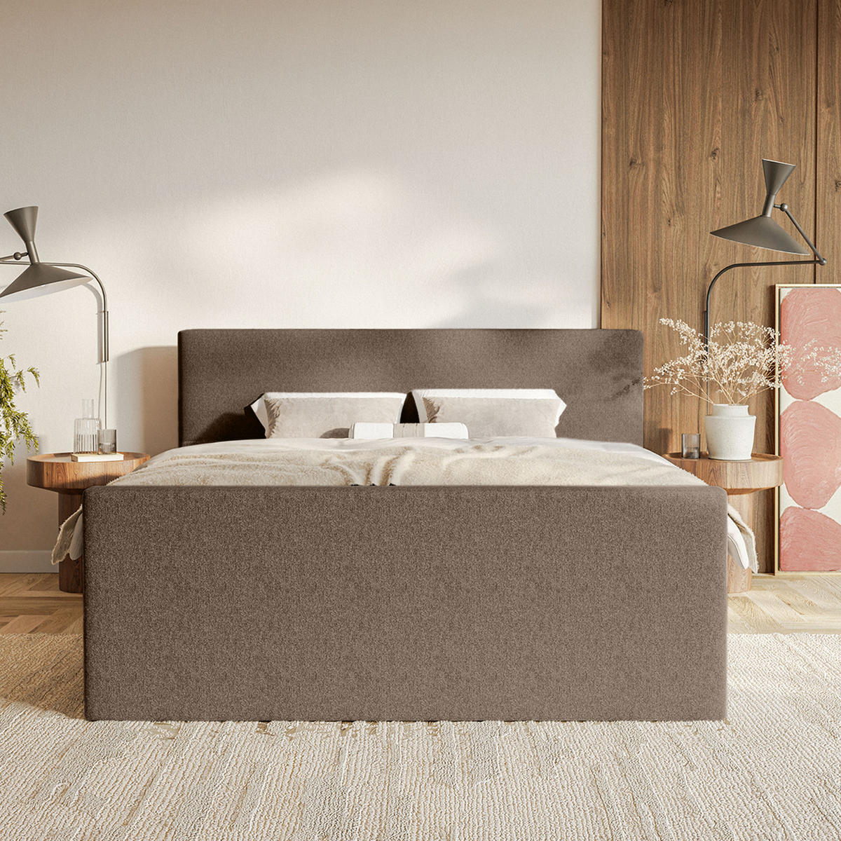 BOXSPRINGBETT VELIPOJA EASY CLEAN 160x200 cm, Braun - Braun, Textil (160/200cm) - Fedve