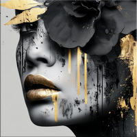 GLASBILD 50x50 cm Frauenporträt schwarz-gold - Goldfarben, Glas (50/50cm) - artissimo
