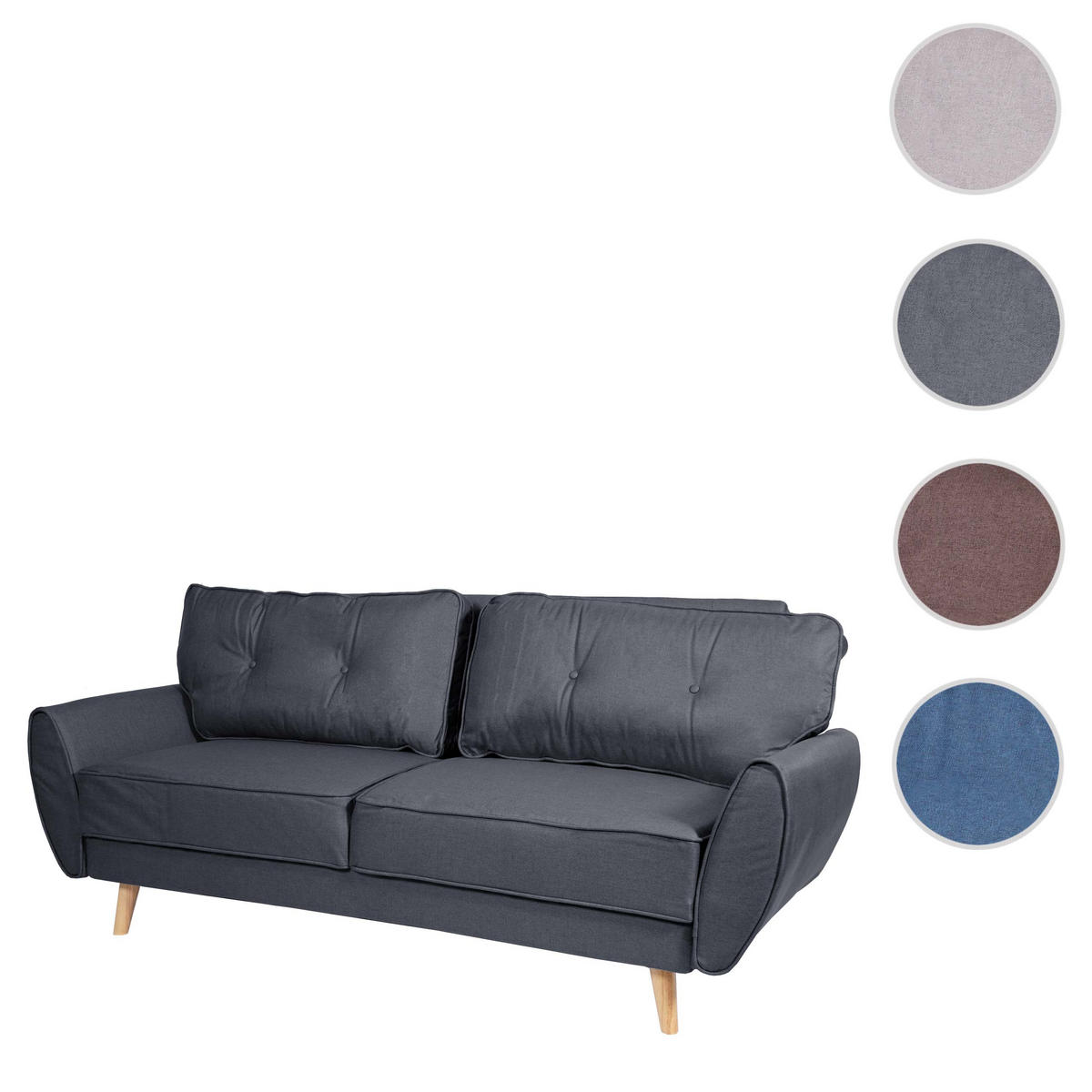 3ER-SOFA Anthrazit - Anthrazit, Textil (203/94/116cm) - MCW