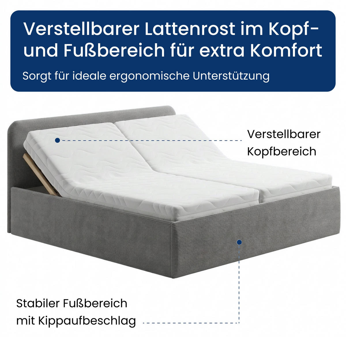 POSLTERBETT mit Kaltschaummatratze 200x200 cm in Grau - Grau, Holzwerkstoff/Textil (200/200cm) - Home Collective