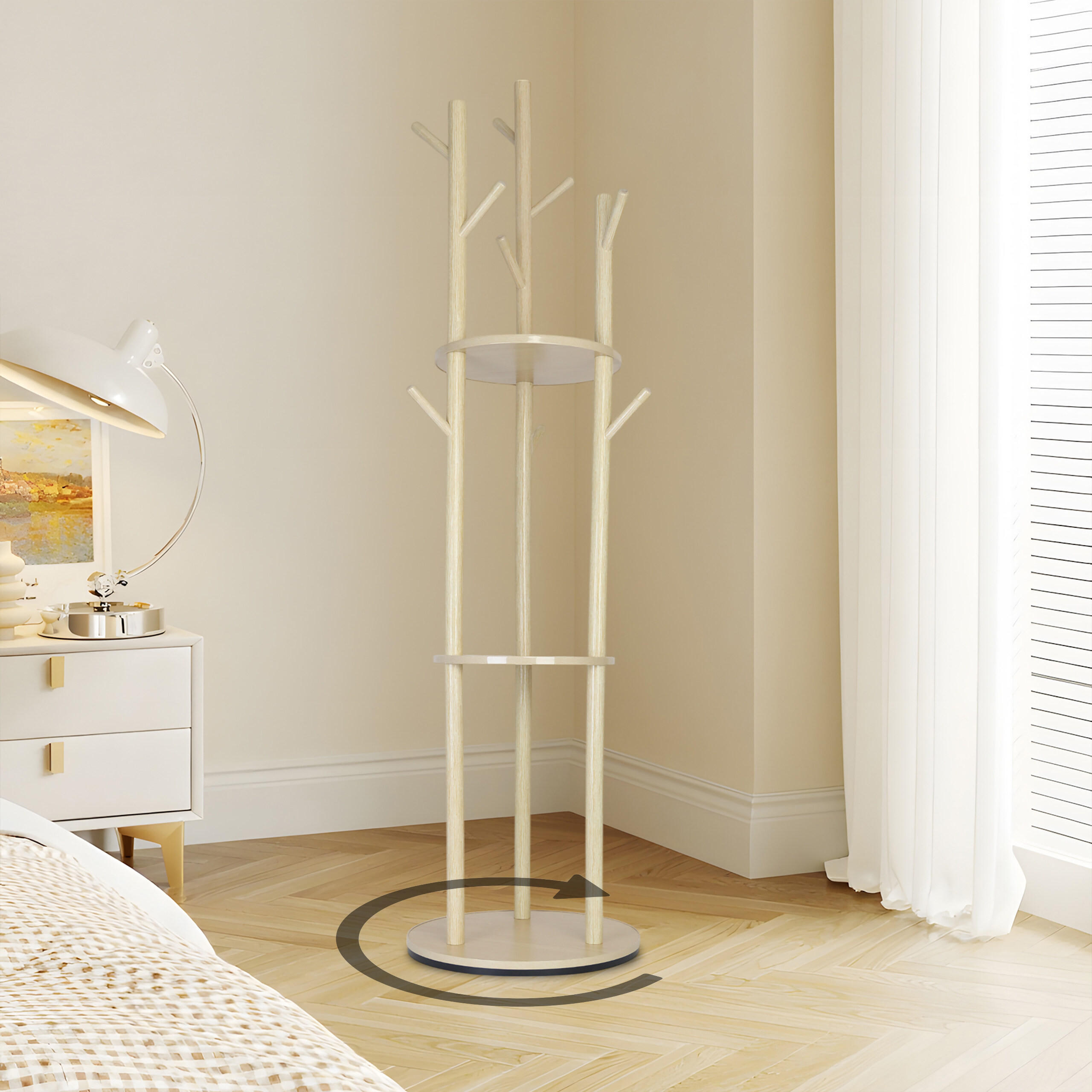 GARDEROBENSTÄNDER - Hellbraun, Holz/Holzwerkstoff (40/165/40cm) - Relaxdays