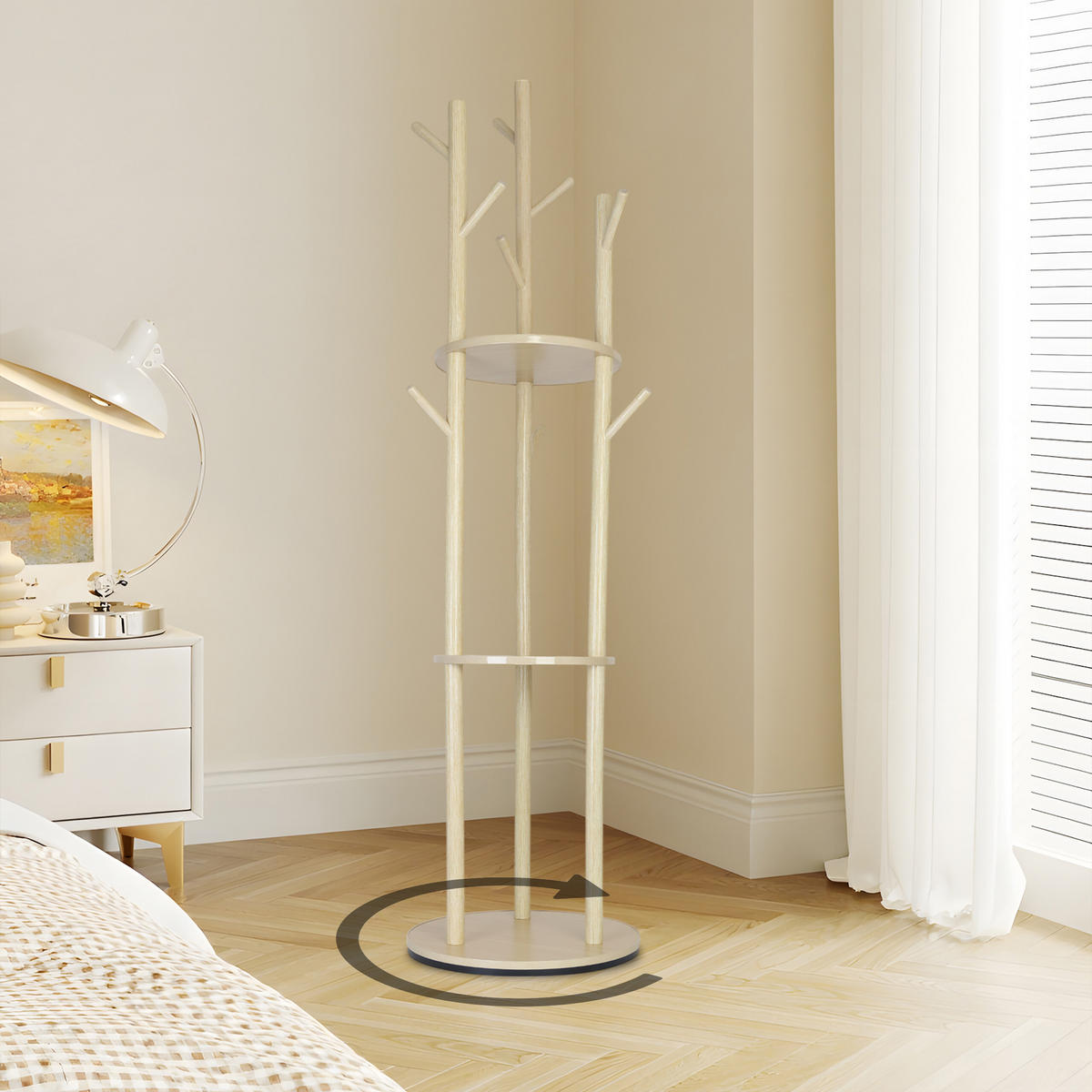 GARDEROBENSTÄNDER - Hellbraun, Holz/Holzwerkstoff (40/165/40cm) - Relaxdays