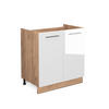 SPÜLENUNTERSCHRANK Fame-Line Weiß Hochglanz 80 cm ohne AP - Honigeiche/Weiß Hochglanz, Holzwerkstoff (80/82/51.6cm) - Vicco