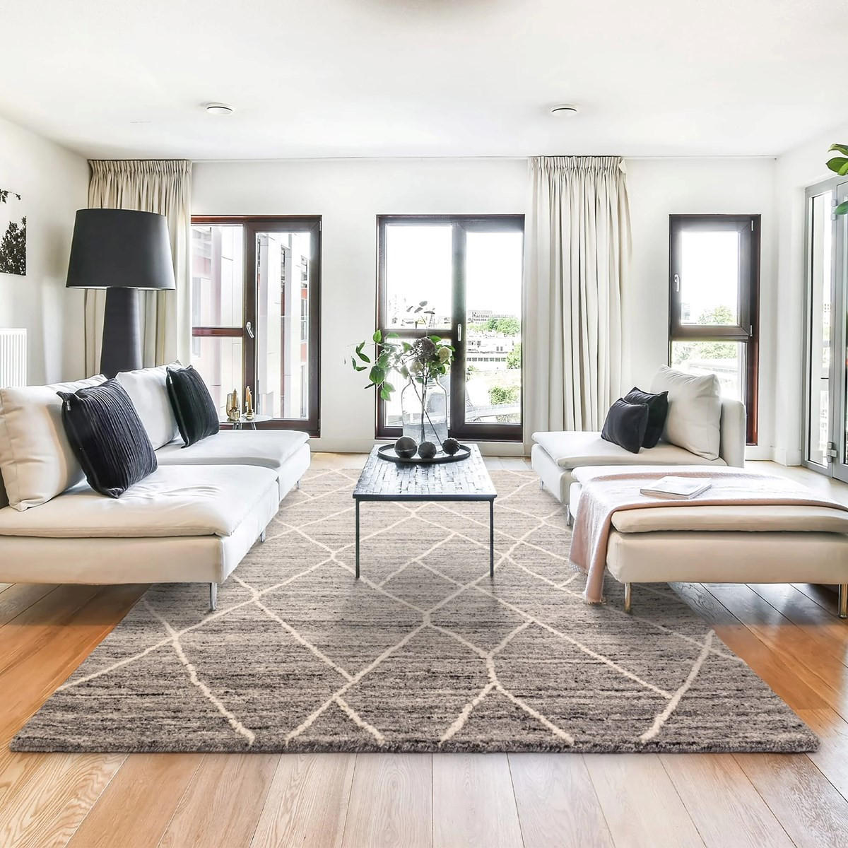 TEPPICH Moderner aus reiner Wolle YANA Grau 160 x 230 cm - Grau, Naturmaterialien (160/230cm) - Novatrend