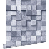 TAPETE 3D Holzoptik 53 cm x 10.05 m - Blau, Papier (53/1000cm) - ESTAhome