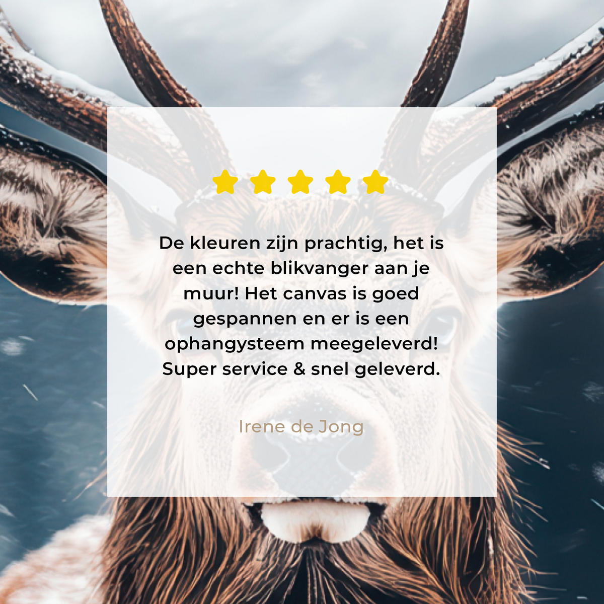 LEINWANDBILD Hirsche - Tiere - Landschaft - Winter - Schnee Wanddeko 40x60 cm - Kastanienfarben, Textil (40/60cm) - MuchoWow