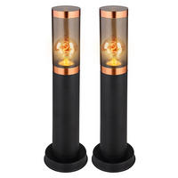 WEGELEUCHTE BOSTON Edelstahl Schwarz Kupfer 2er Set - Schwarz, Metall (12.7/12.7/45cm)