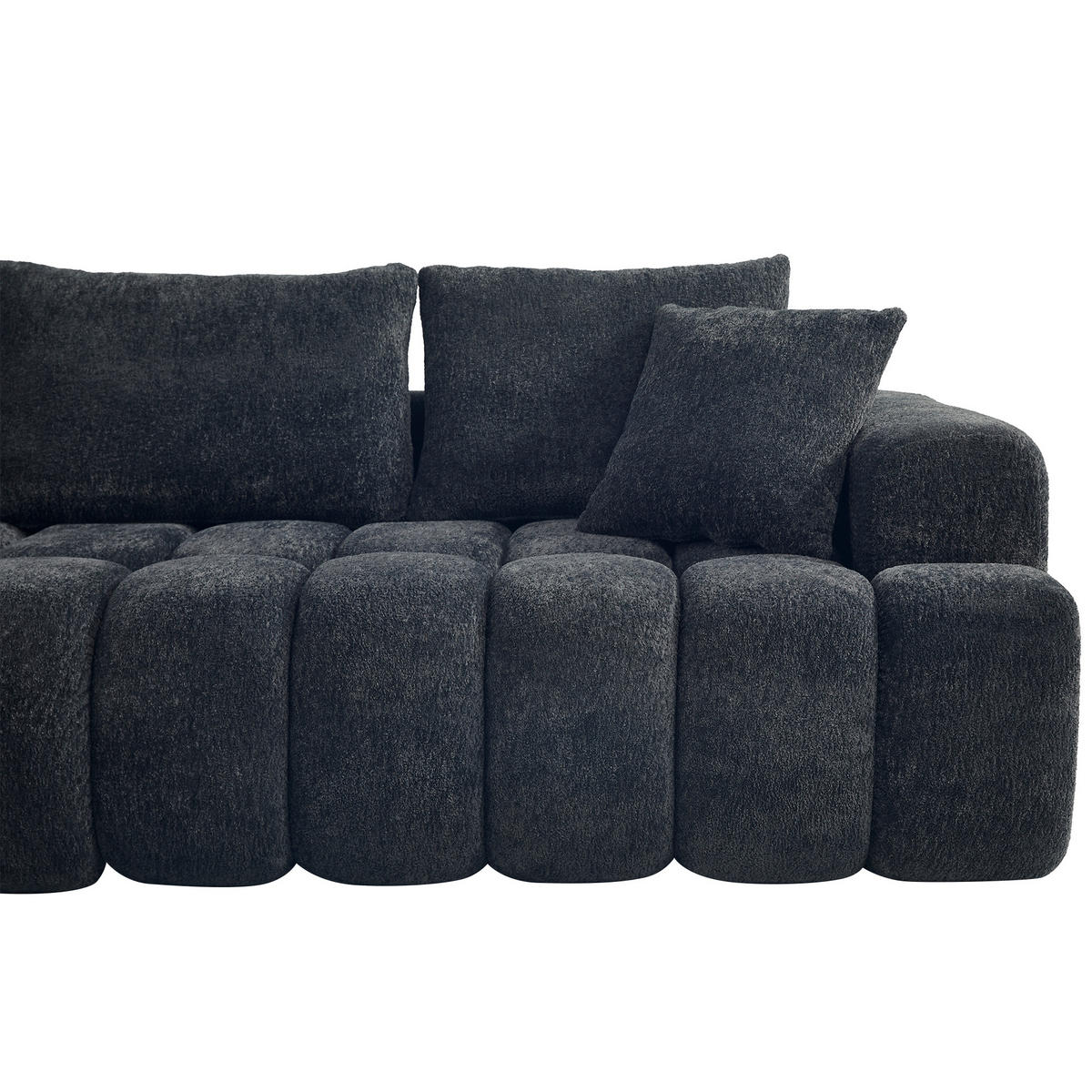 ECKSOFA L-Form 3-Sitzer in Dunkelgrau aus Samt mit linker Chaiselongue - Dunkelgrau, Textil (250/160cm) - CHICFURN