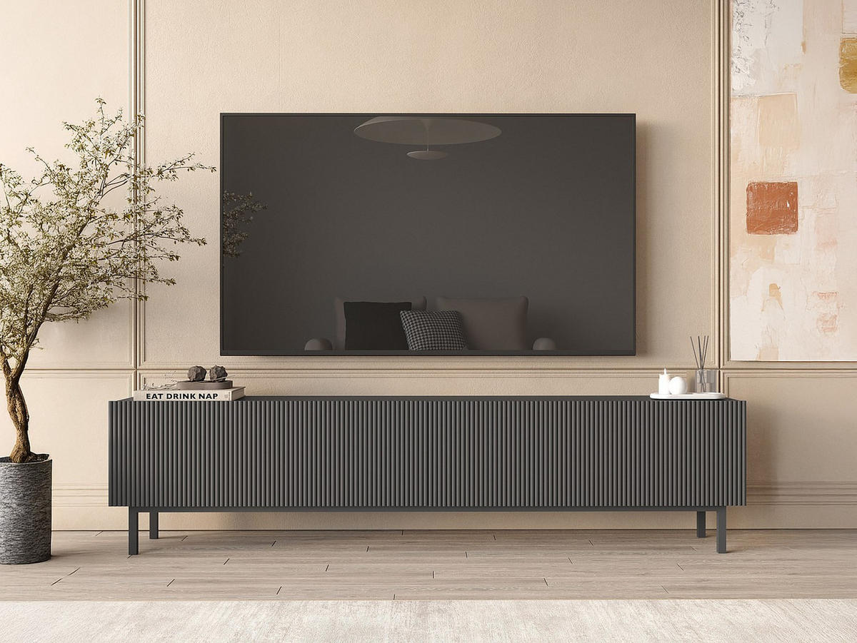 TV-BOARD - 180 cm x 31.6 cm - holz - anthrazitgrau Zumeya - Anthrazit, Holz (180/43.5/31.6cm) - Vente-Unique