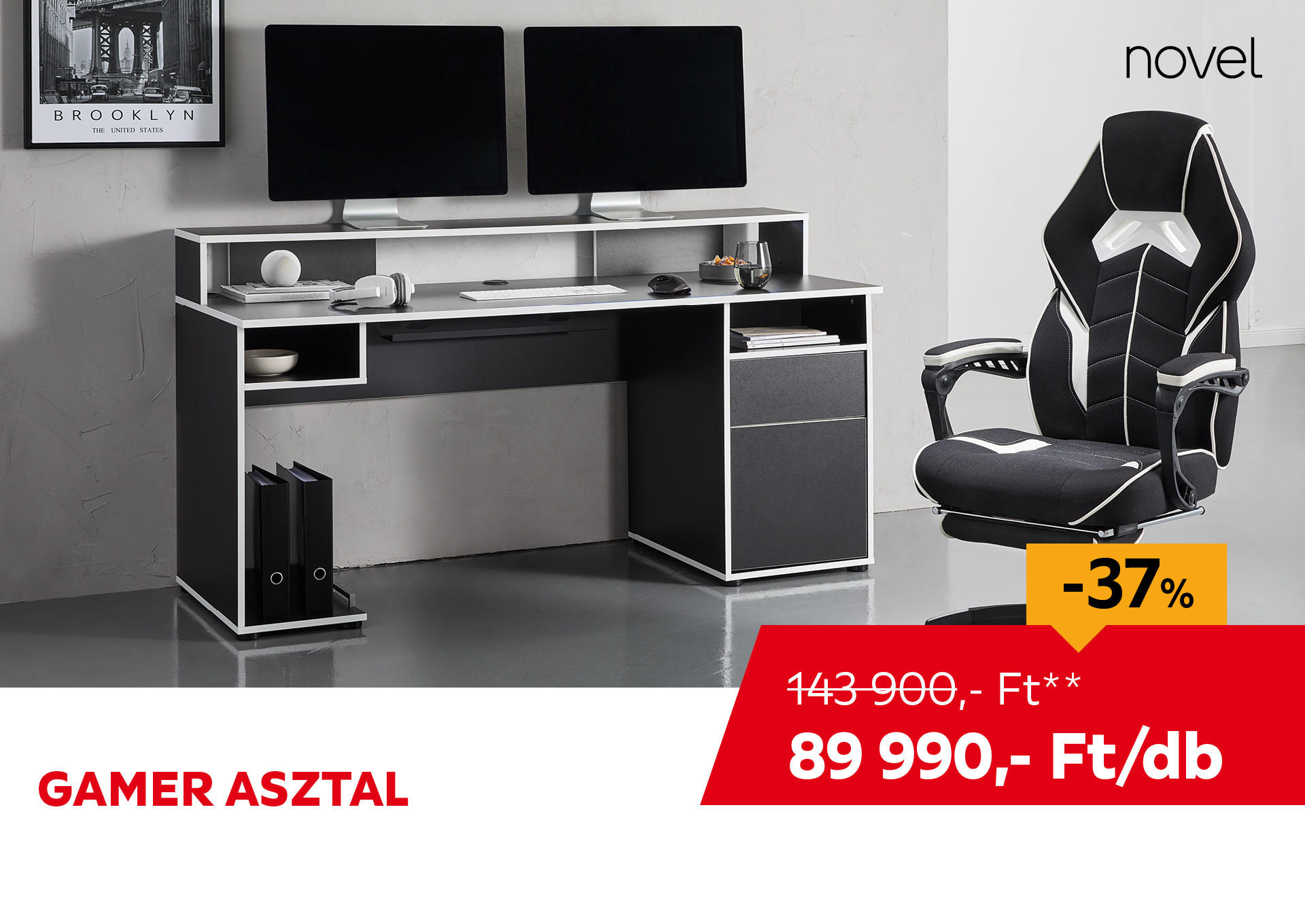 GAMER ASZTAL Kiemelt termék 143900 Ft.- helyett 89990 Ft.-