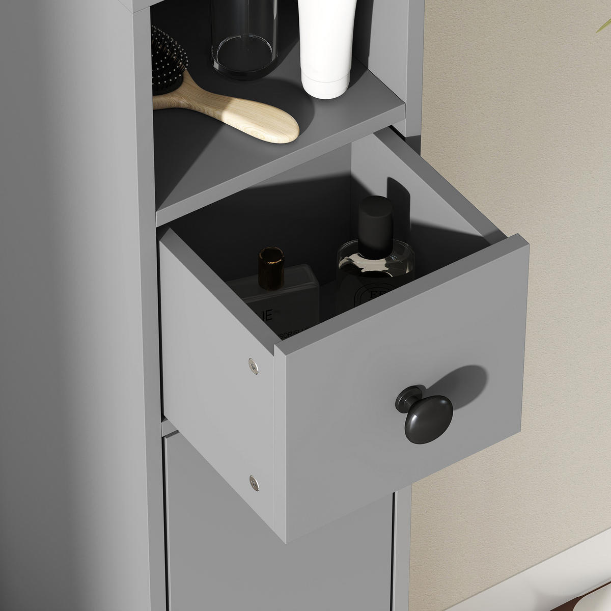 HOCHSCHRANK DE-08527 mit 4 Regalen Grau - Grau, Holzwerkstoff (20/180/20cm) - ComfortXL