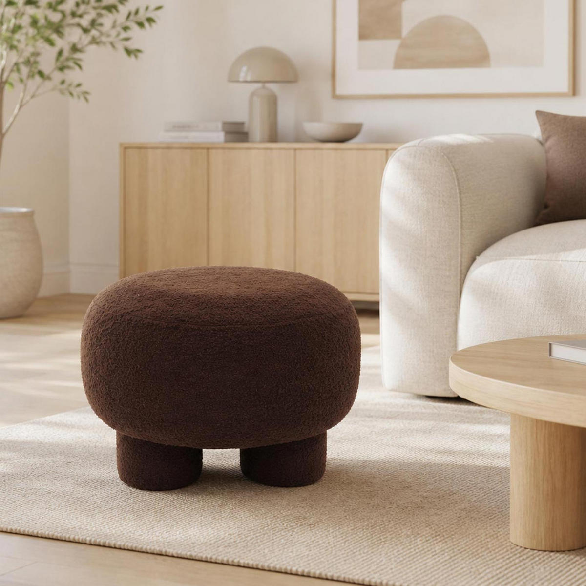 HOCKER Dunkelbraun - Dunkelbraun, Textil (55/40/55cm) - MCW