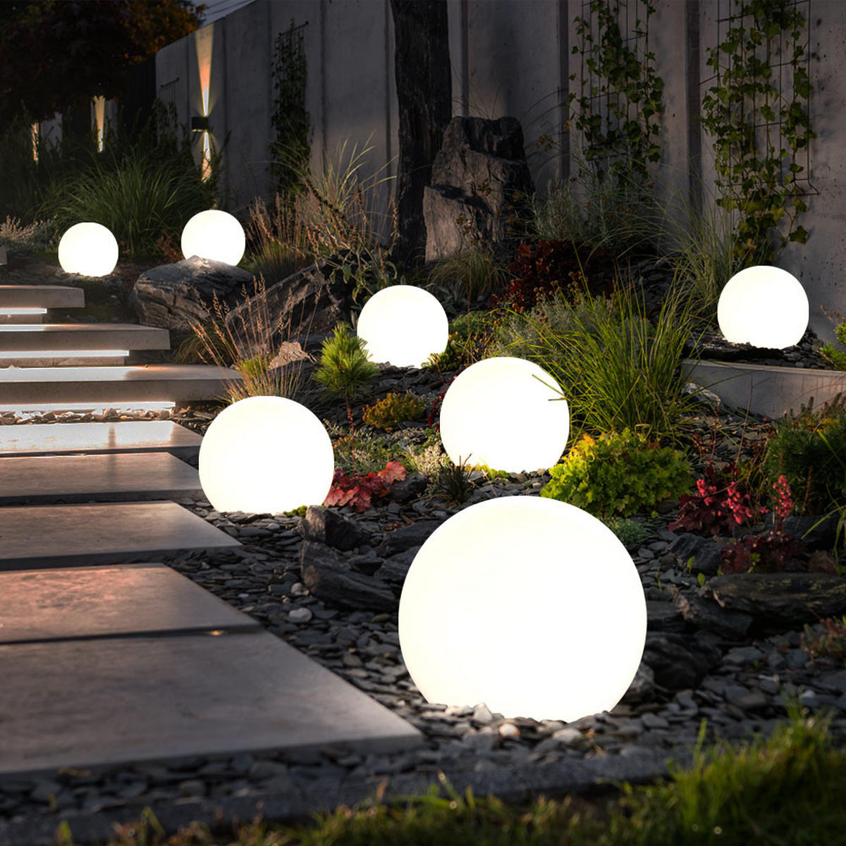 LED AUSSENLEUCHTE Kugel Weiß - Weiß, Kunststoff (15/15/42.5cm)