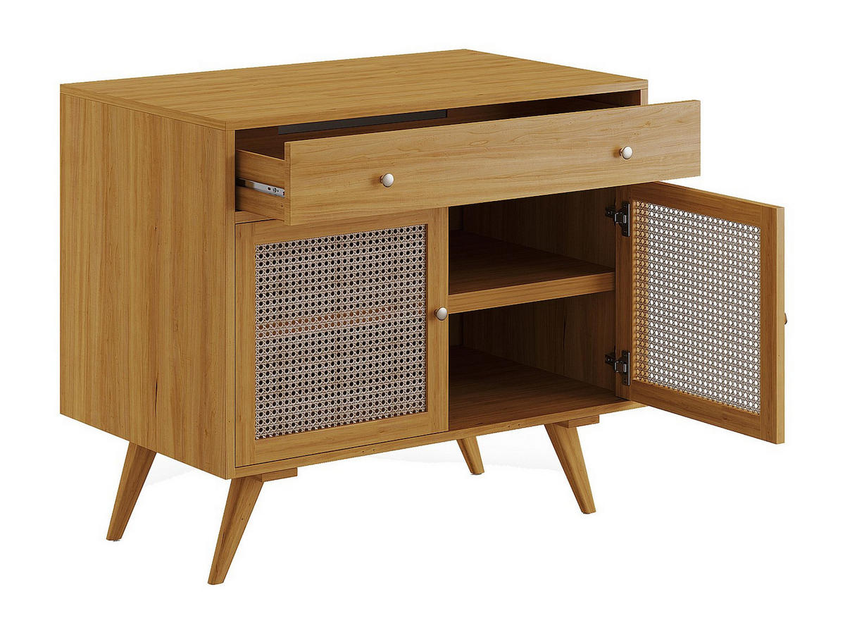 EINZELWASCHTISCH - 90 cm x 55 cm - holz - naturfarben hell Mansulan - Weiß, Holz (90/80/55cm) - Vente-Unique