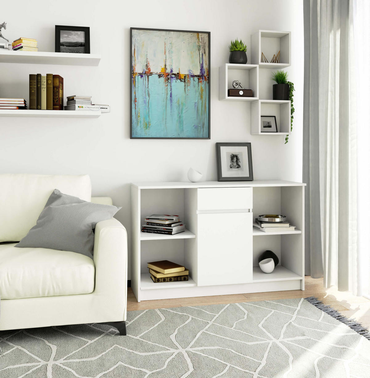 KOMMODE Weiß 77/120/40 - Weiß, Holzwerkstoff (120/77/40cm) - RAUMHIRSCH FURNITURE