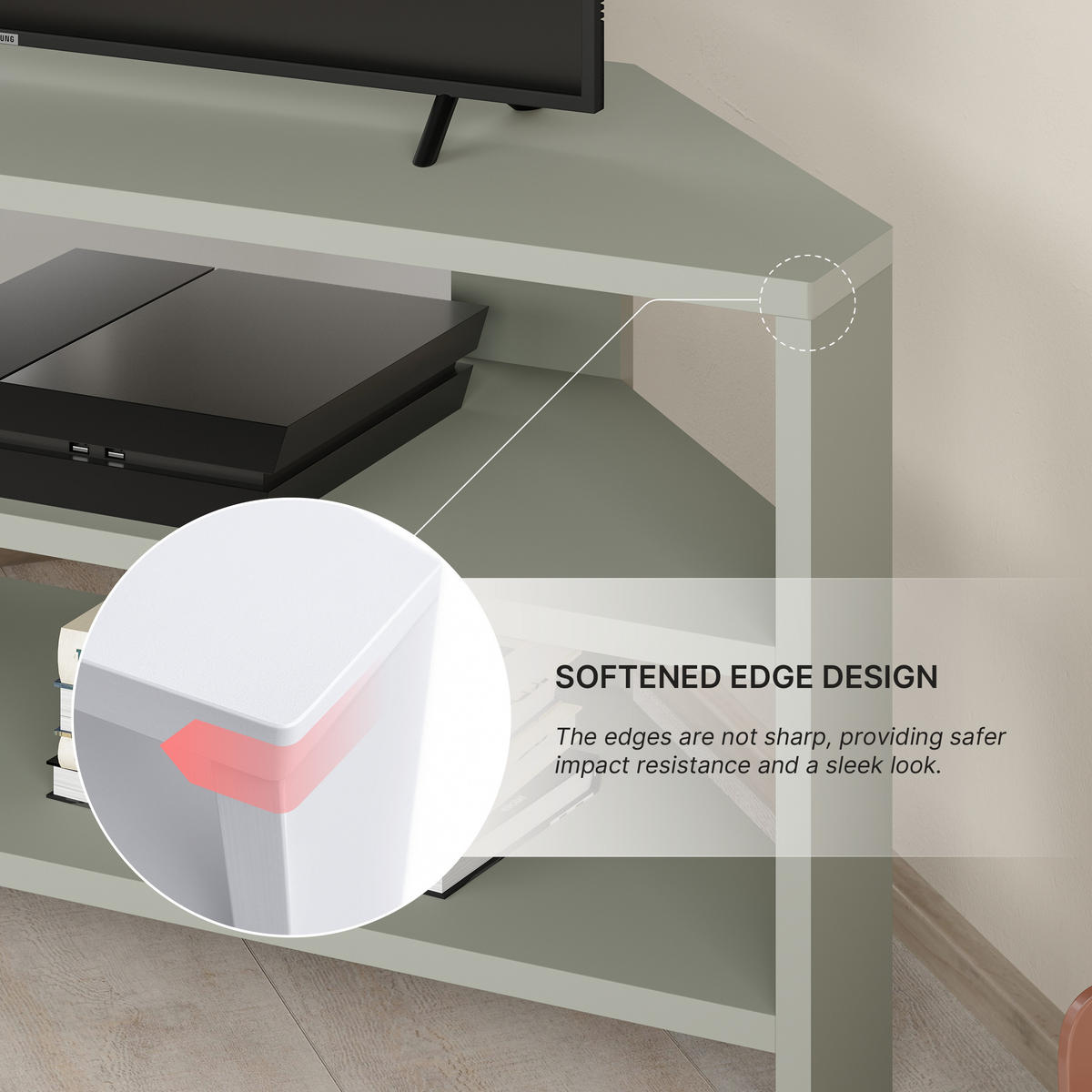 LOWBOARD Thales Aschgrün 110/36/45 cm - Grün, Holzwerkstoff (110/45/36.2cm) - Decortie