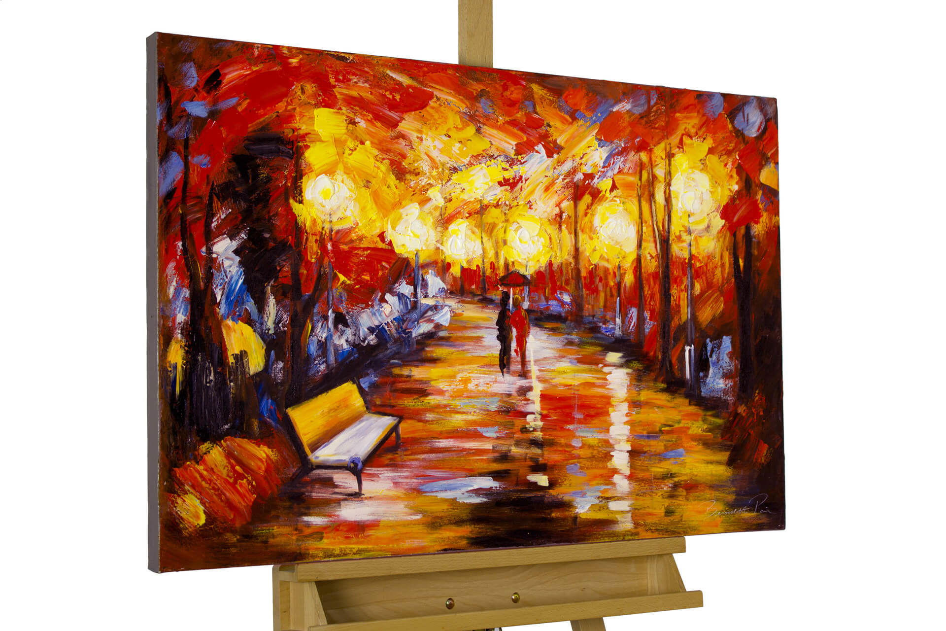 ACRYLBILD HANDGEMALT 90/60 cm - Rot, Holz/Textil (1.5/60cm) - KUNSTLOFT