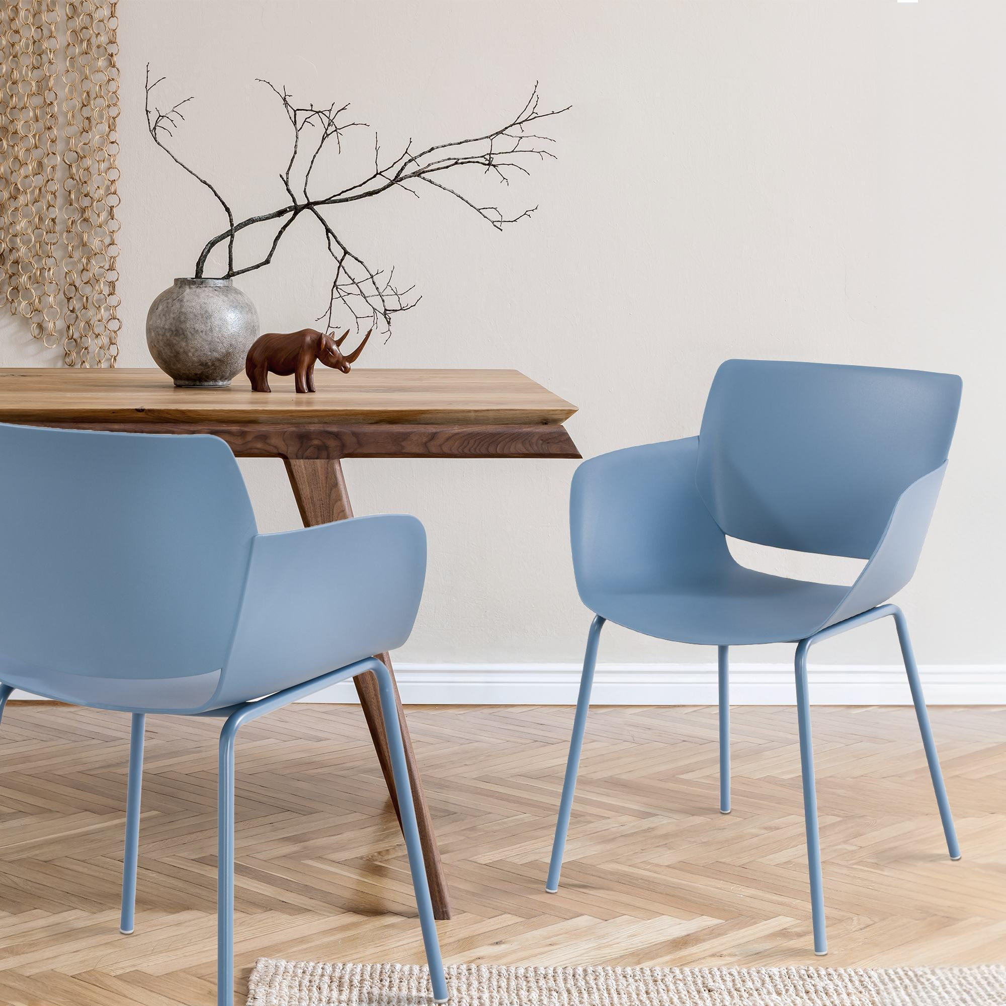 STUHL Kunststoff Blau - Blau, Kunststoff/Metall (58/80/54cm) - CLP