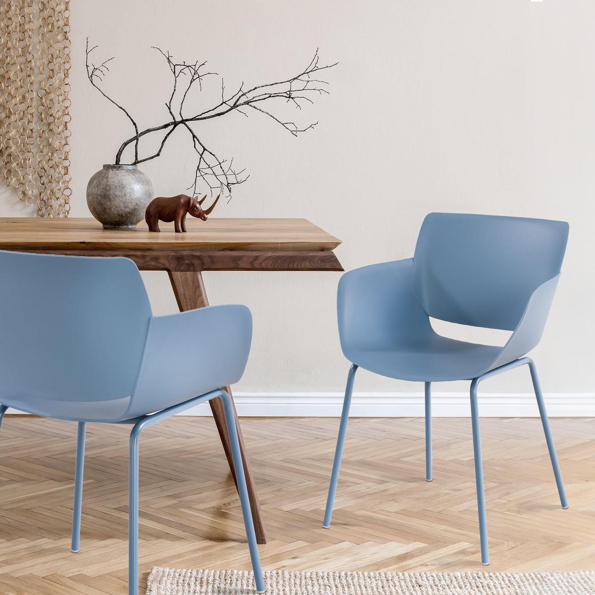 STUHL 2er Set Kunststoff Blau - Blau, Kunststoff/Metall (58/80/54cm) - CLP