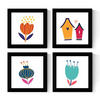 POSTER Set mit 4 Wildblumen Nordic Scandinavian 20x20cm Rahmenlos - Klar, Papier (20/3cm) - Nacnic