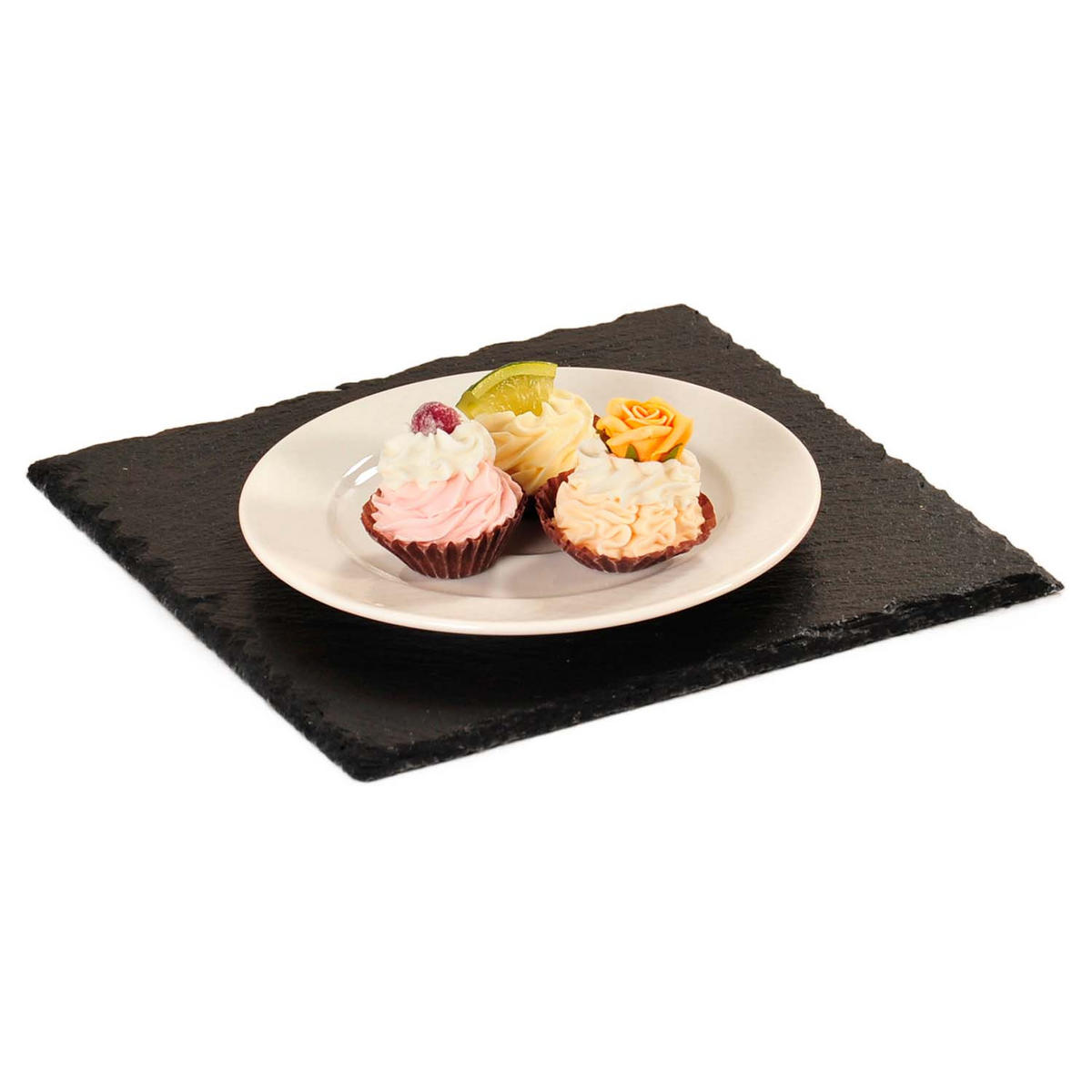 BUFFETPLATTE aus Schiefer 10 Stück - 20 x 20 cm - Schwarz, Stein (20/0.6/20cm) - Kesper