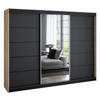 SCHWEBETÜRENSCHRANK 200 cm VILUNO 4 Farbe:Sonoma,Schwarz - Schwarz/Braun, Holzwerkstoff (200/215/59.5cm) - A&J MöbelLand