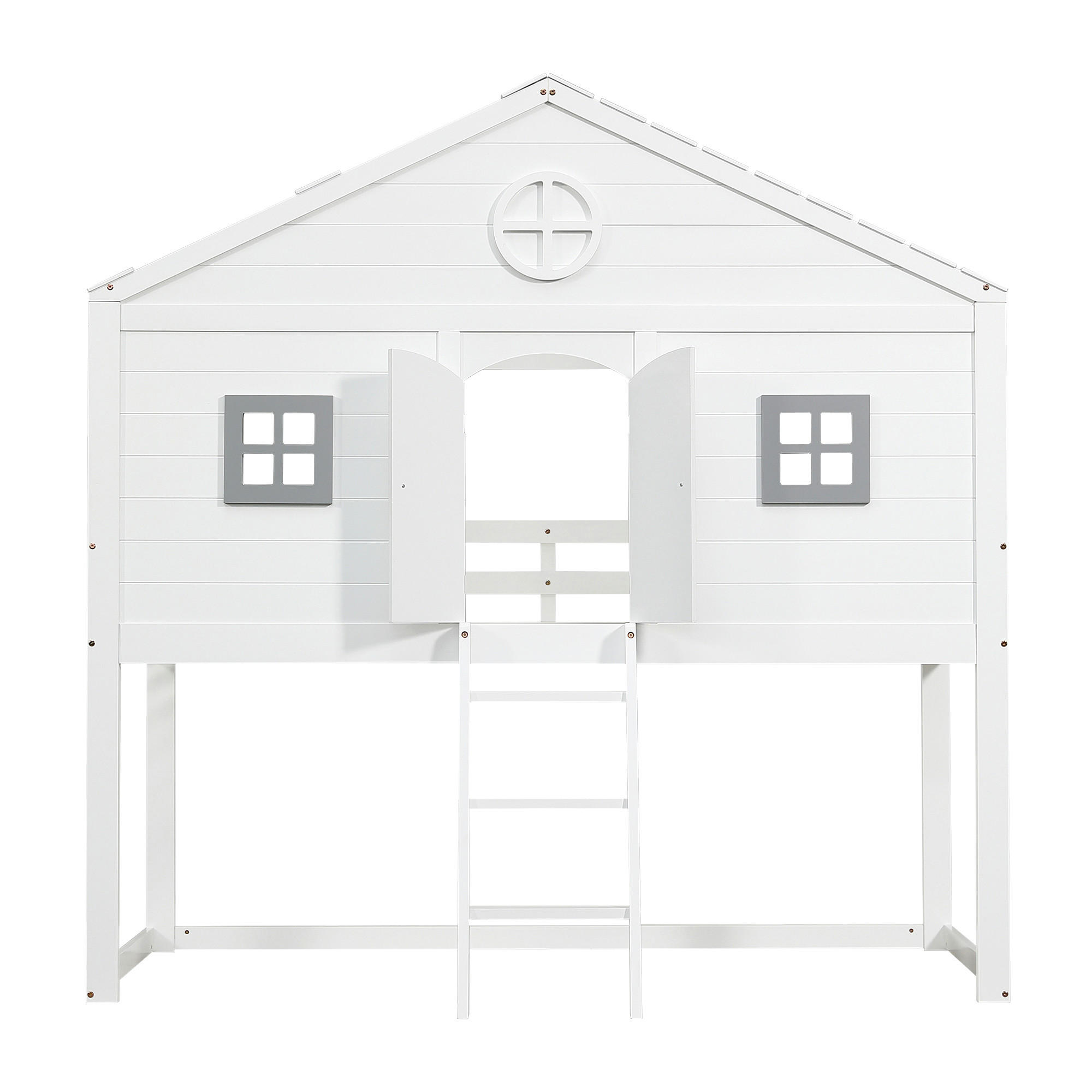 HAUSBETT 90/200 cm Weiß, Grau - Weiß, Holz/Holzwerkstoff - Raumix