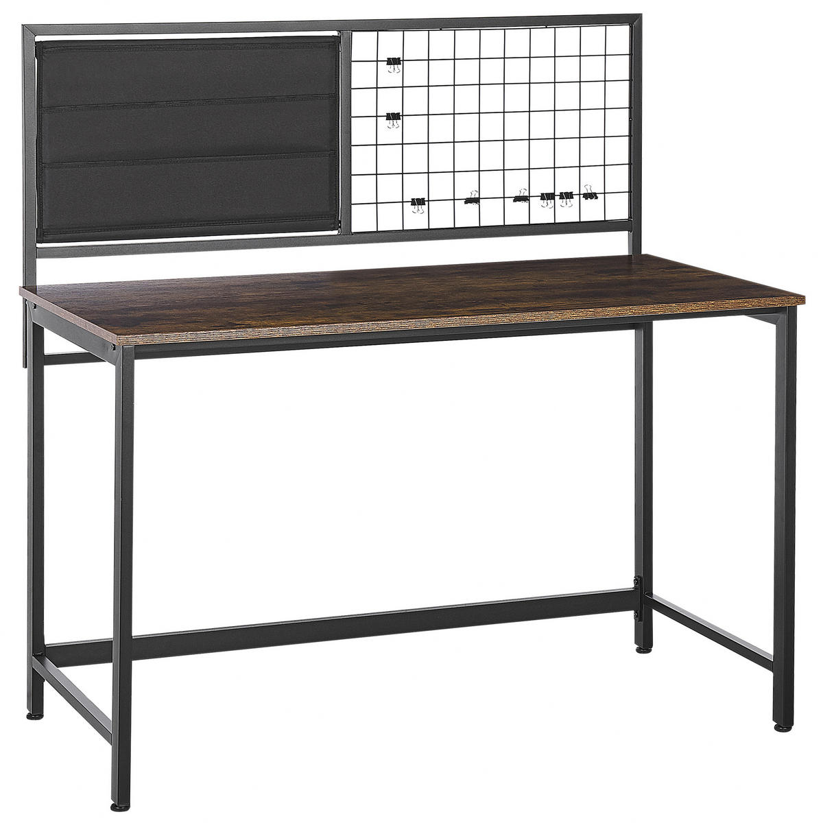 SCHREIBTISCH dunkler Holzfarbton/schwarz 118/60/121 cm Vince - Schwarz, Holzwerkstoff (60/118/121cm) - Beliani