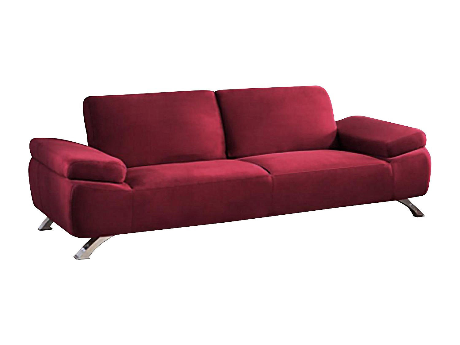 SOFA - 3 Personen - stoff - rot Polka - Rot, Textil/Metall (220/78/90cm) - Vente-Unique