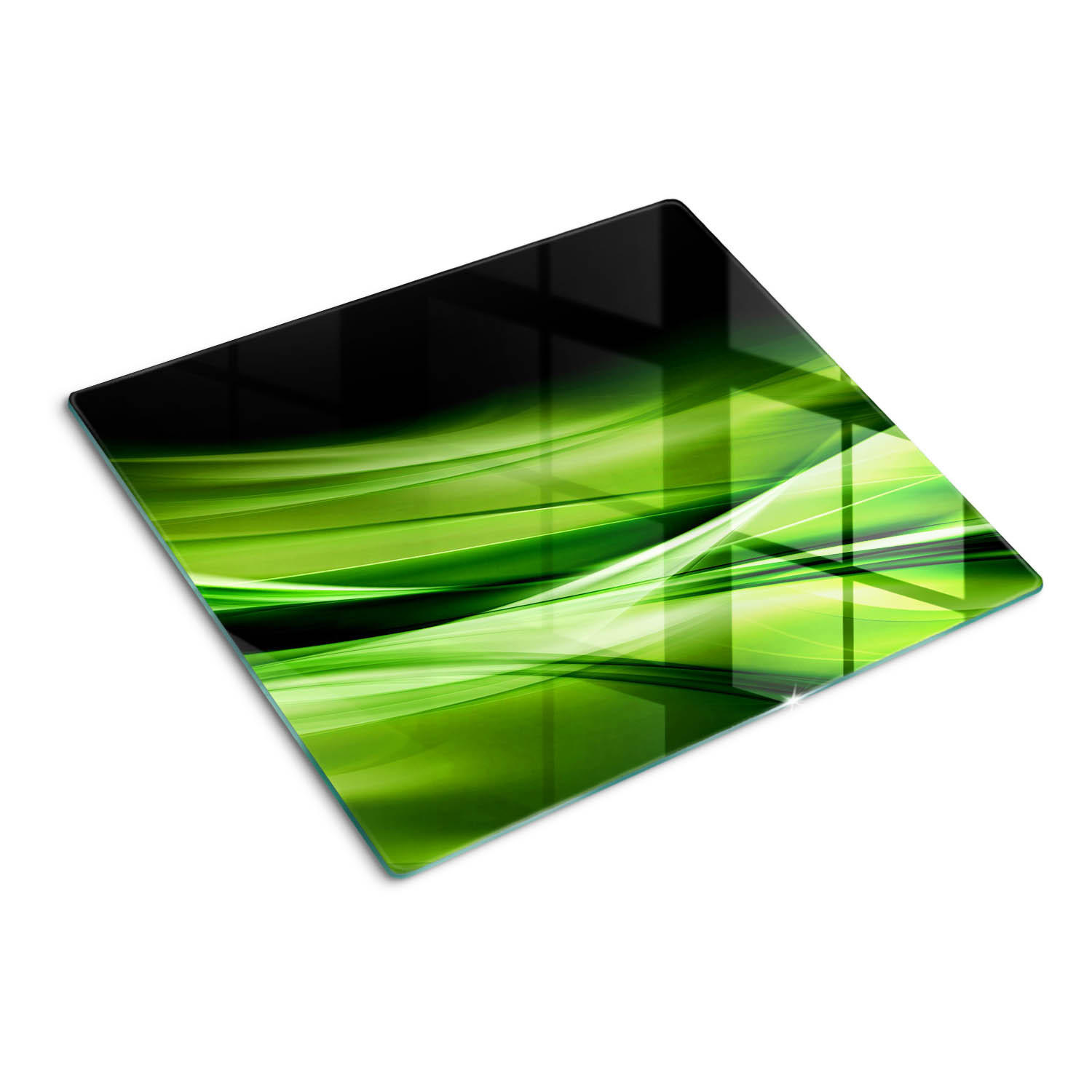 GLASPLATTE 60x52 cm Grüne Wellen - Grün, Glas (60/0.4/52cm) - TULUP