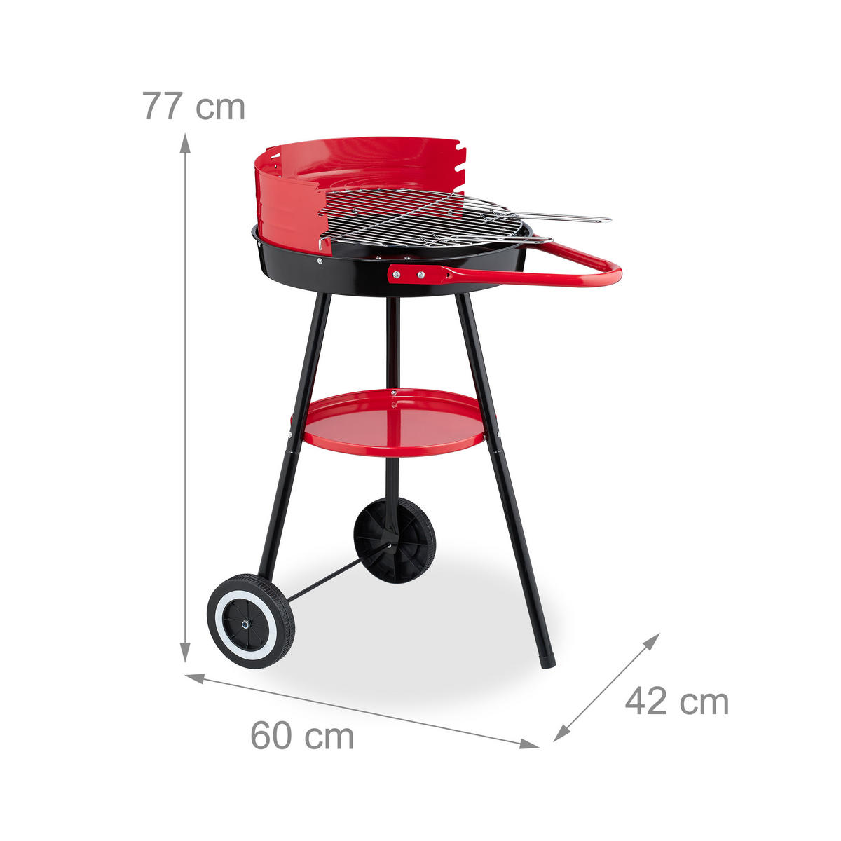 HOLZKOHLEGRILL - Multicolor, Kunststoff/Metall (42/77/60cm) - Relaxdays