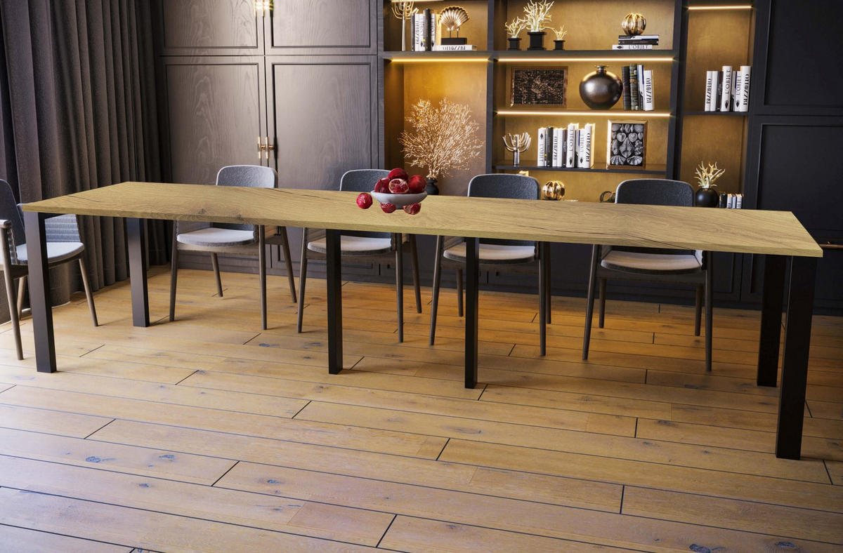 ESSTISCH Vast ausziehbar bis 330 cm - Eichefarben, Holzwerkstoff (130/80/76cm) - Endo-Moebel