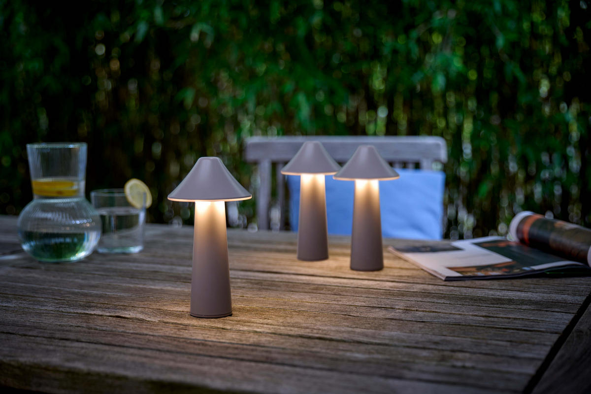 LED-TISCHLEUCHTE Pilzform dimmbar CCT Farbwechsel Ø 9 x 17 cm Zelt taupe - Beige, Kunststoff (9/9/17cm) - Northpoint