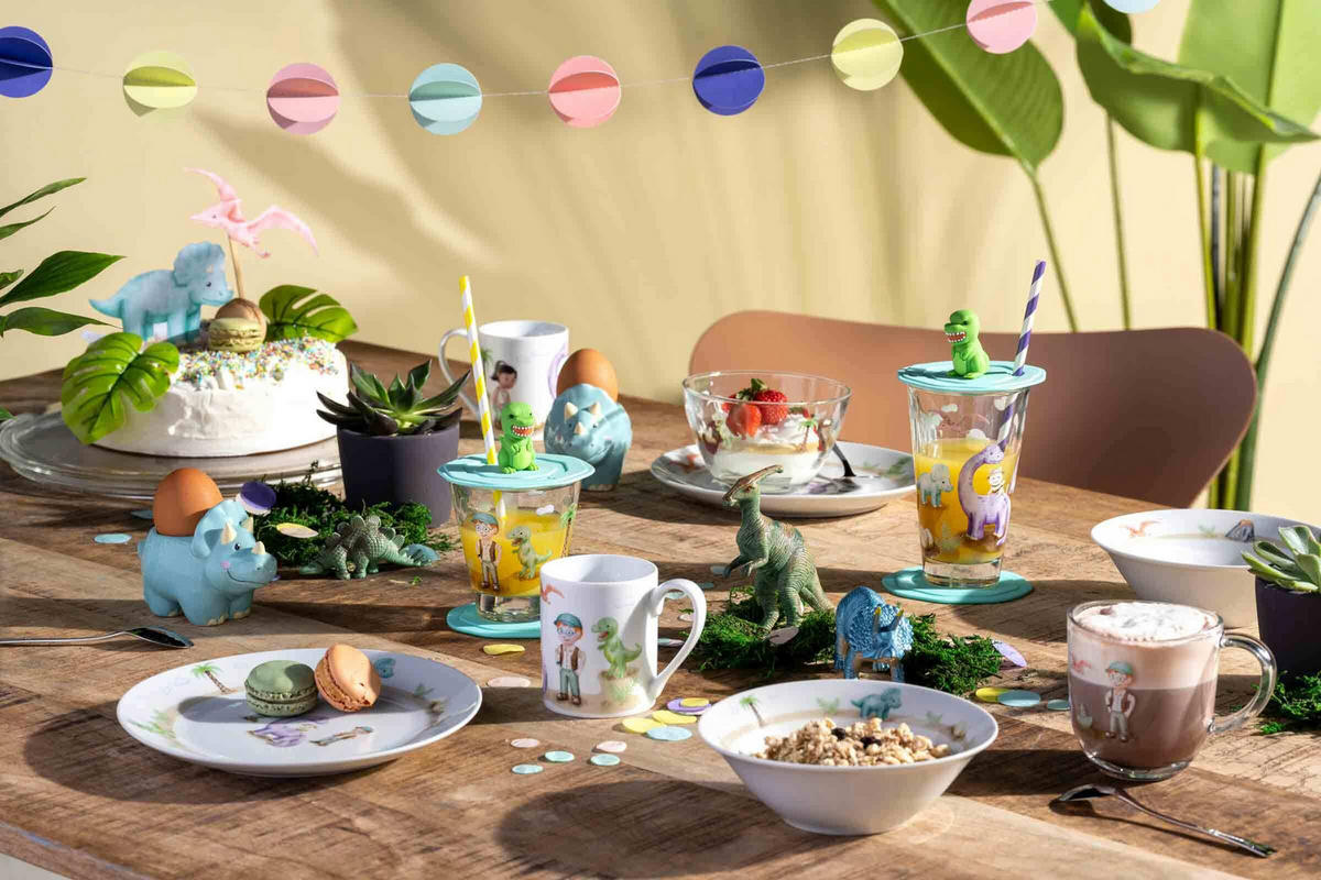 KINDERBECHER Bambini Avventura Dino 215 ml & 300 ml 2er Set - Grün, Glas (0.001L) - Leonardo Living