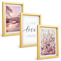 BILDER SET 3er Set - 20x30 cm Goldrahmen - Blumenbrücken-Inschriftenmotiv - Goldfarben, Kunststoff (20/30cm) - TULUP