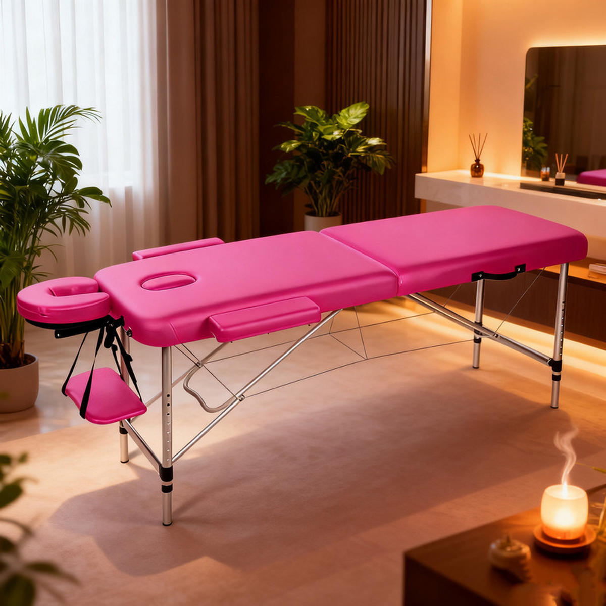 KLAPPBETT Sorvena 93/65/18 cm - Rosa, Metall (65/18/93cm) - ZMH