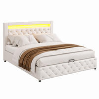 POLSTERBETT mit Bettkasten und LED 140x200 cm PU Weiß - Weiß, Metall (140/200cm) - Meubliv