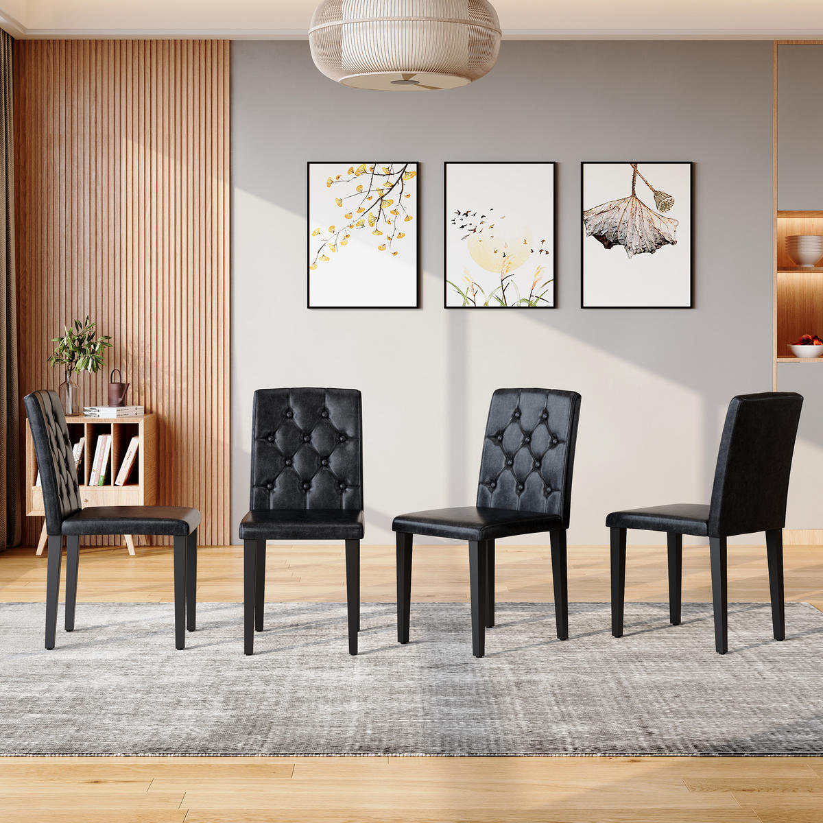STUHL-SET DE-36651 4 Stück mit PU-Bezug und Metallbeinen Schwarz - Schwarz, Metall (46/89/42cm) - ComfortXL